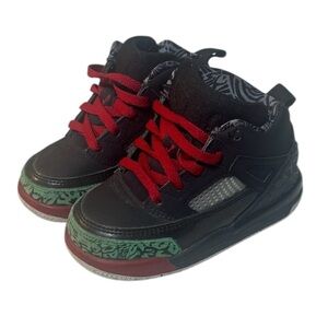Jordan Spizike Black Varsity Red Toddler Sneakers Size 7C EUC
